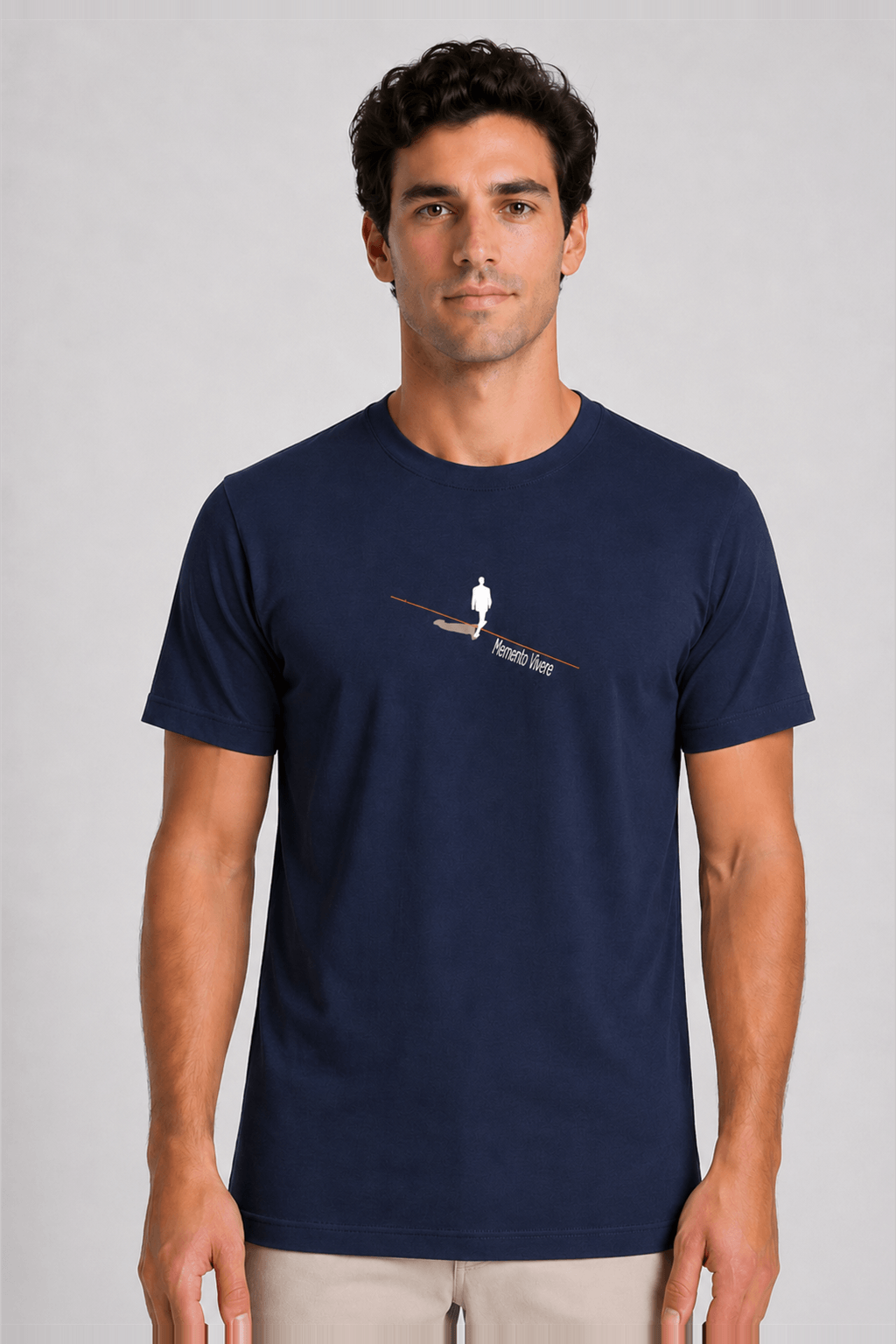 memento_vivere.gr_04_MPLE_BLUE_MODEL Memento Vivere | Organic T-Shirt - Navy - Image 1
