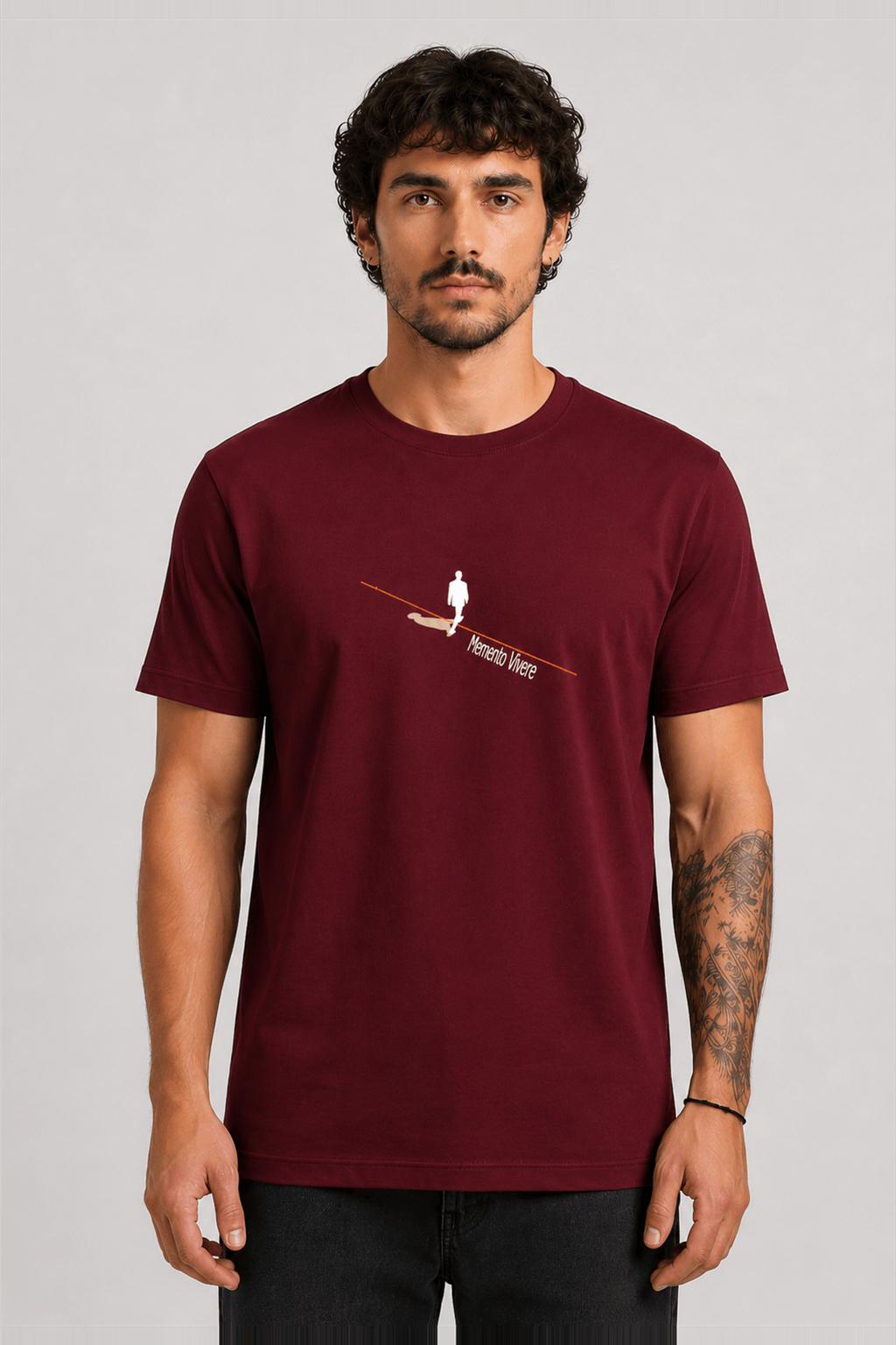 memento_vivere.gr_07_MPORNTO_BURGUNDY_MODEL Memento Vivere | Organic T-Shirt - Μπορντό - Image 1
