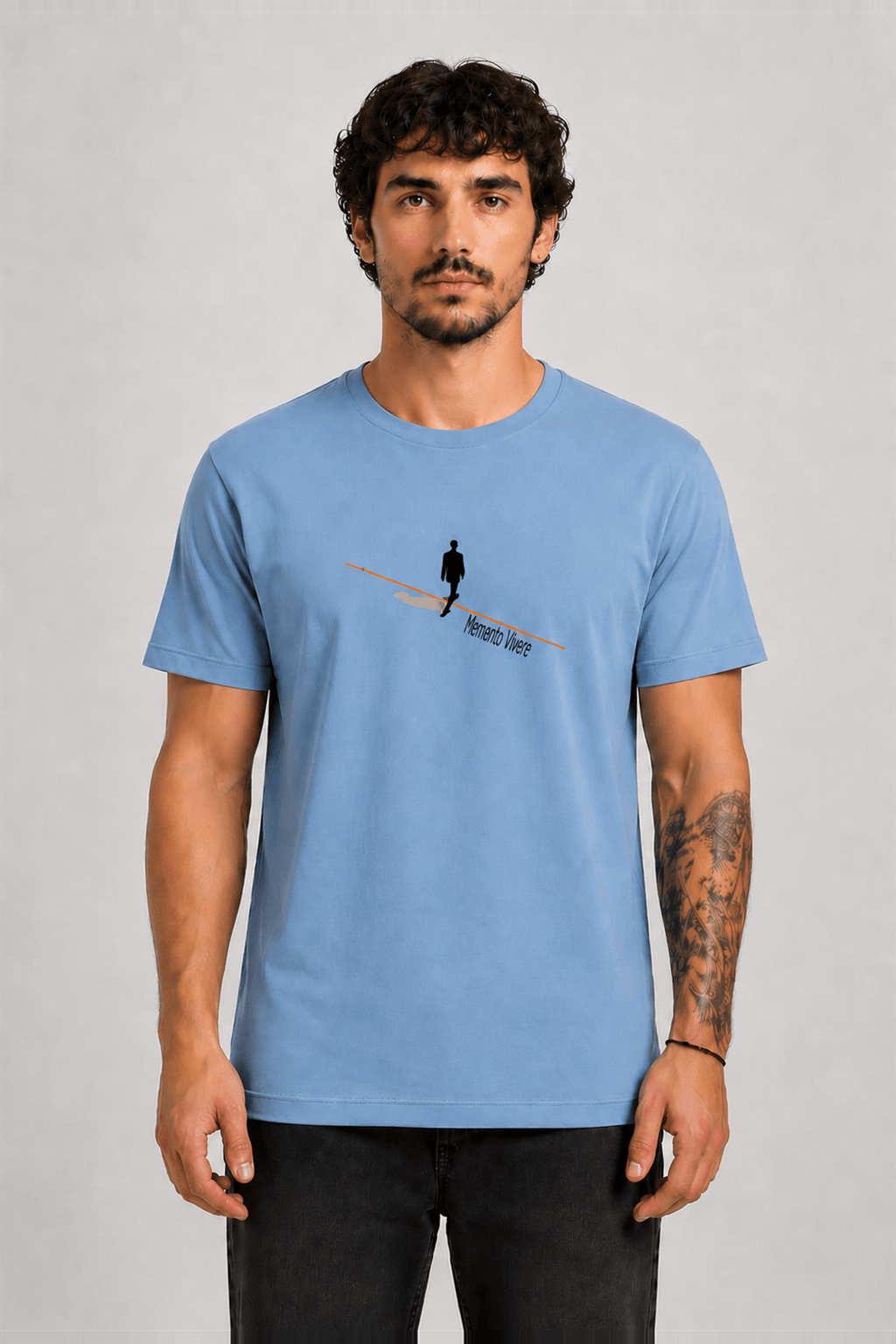 memento_vivere.gr_25_SIEL_LIGHT_BLUE_MODEL Memento Vivere | Organic T-Shirt - Σιέλ - Image 1