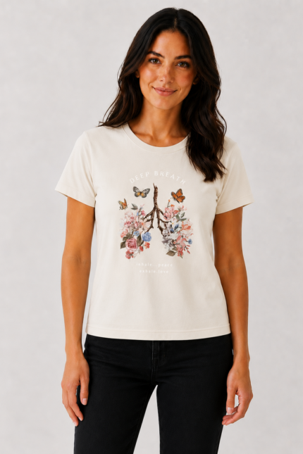DEEP BREATH Γυναικείο Organic T-Shirt Off-White model