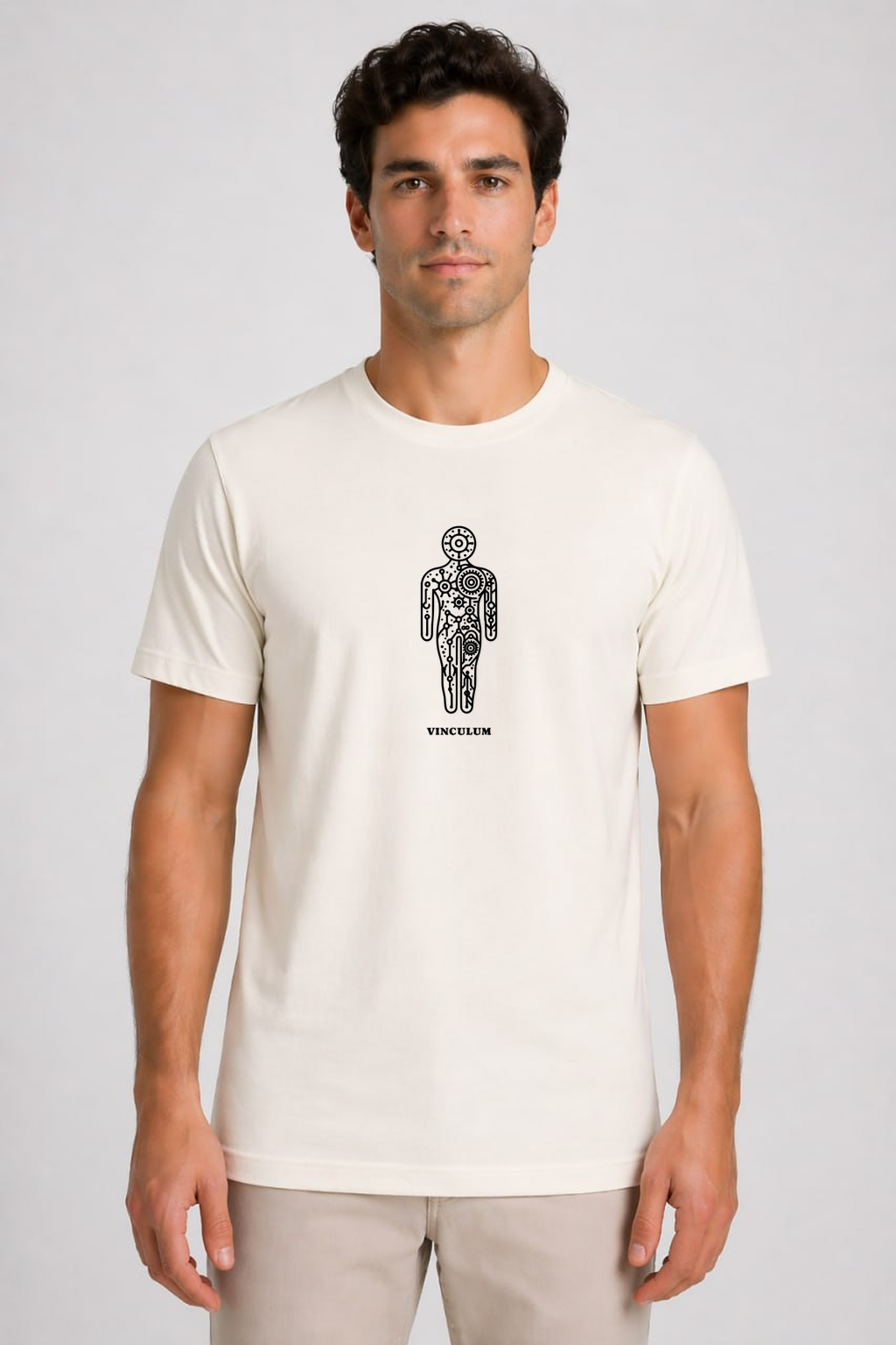 mechanical-body-offwhite-model Mechanical Body Organic T-Shirt Off-White σε μοντέλο