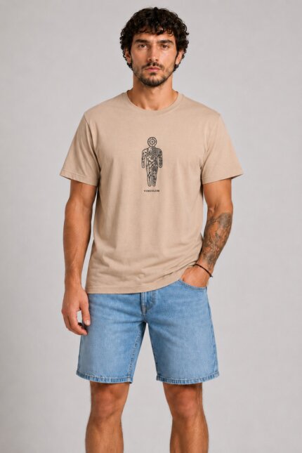 Mechanical Human T-Shirt Μπεζ