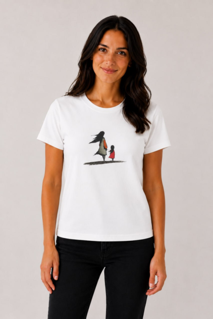 Πάντα Μαζί Organic T-Shirt λευκό σε μοντέλο