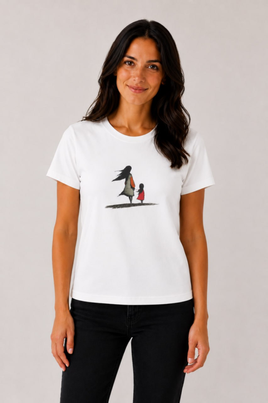 Πάντα Μαζί Organic T-Shirt λευκό σε μοντέλο