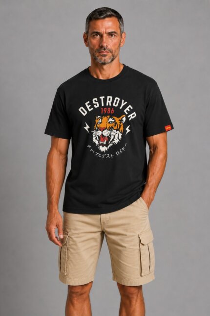 Vicious Tiger Premium T-Shirt Μαύρο