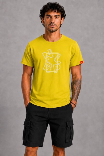 World Premium T-Shirt Κίτρινο μπροστά