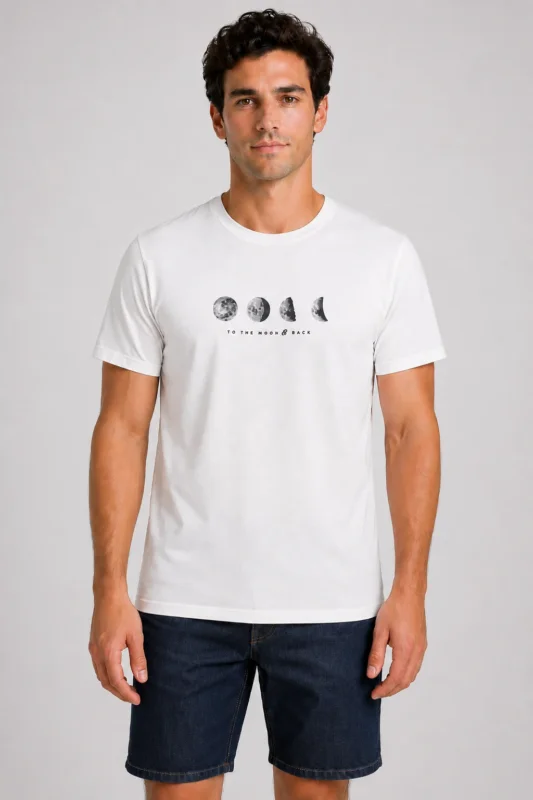 To The Moon Basic T-Shirt Λευκό
