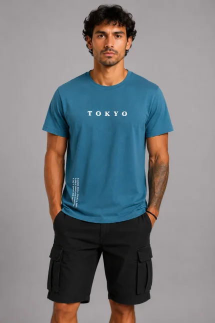 Tokyo Basic T-Shirt Πετρόλ