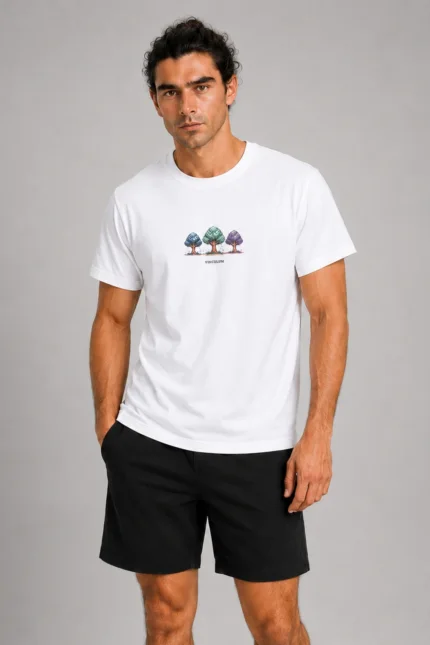 Pixel Trees Basic T-Shirt Λευκό