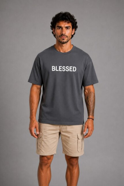Blessed Organic T-Shirt - Ανθρακί - 01 model