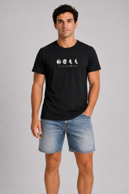 To The Moon Basic T-Shirt Μαύρο