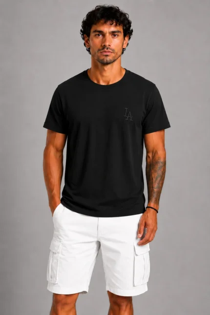 Los Angeles Small Logo Basic T-Shirt Μαύρο