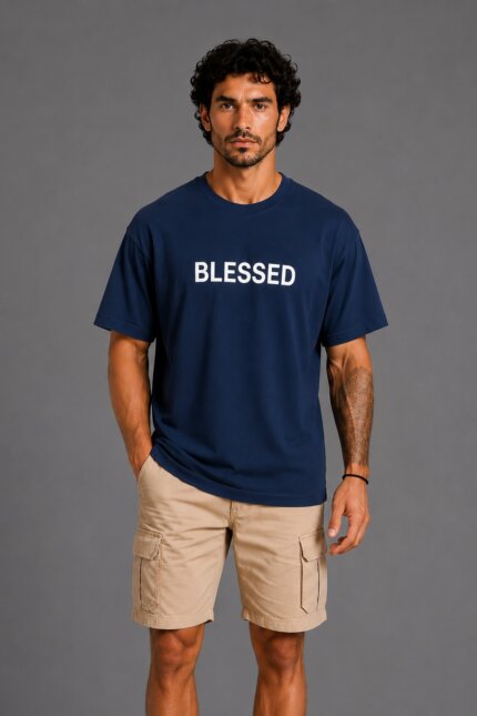 Blessed Organic T-Shirt - Navy - 01 model