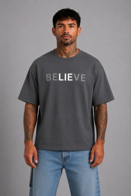 BELIEVE Premium T-Shirt Μολυβί model