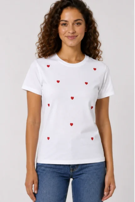 Καρδούλες Γυναικείο T-Shirt Λευκό μπροστά