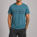 New York Basic T-Shirt Πετρόλ