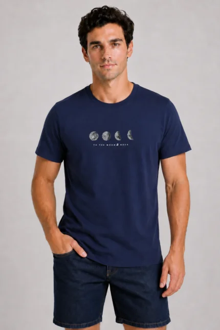 To The Moon Basic T-Shirt Μπλε