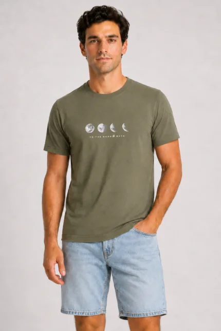 To The Moon Basic T-Shirt Χακί
