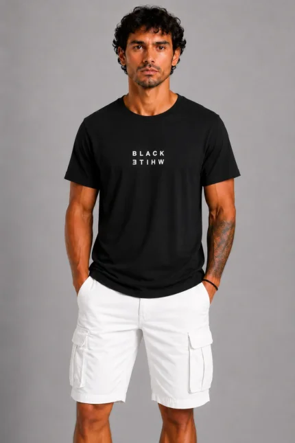 Black White Basic T-Shirt Μαύρο