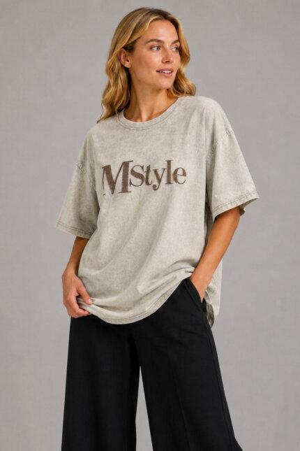 MStyle Γυναικείο T-Shirt με Στρας μπεζ σε μοντέλο