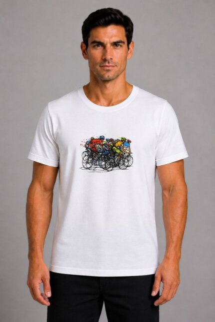 Ποδηλάτες Basic T-Shirt Λευκό μοντέλο