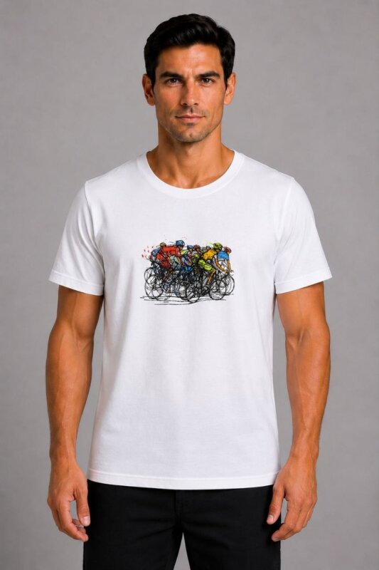 Ποδηλάτες Basic T-Shirt Λευκό μοντέλο