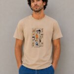 Cats with Attitude Basic T-Shirt Μπεζ αντρικό μοντέλο