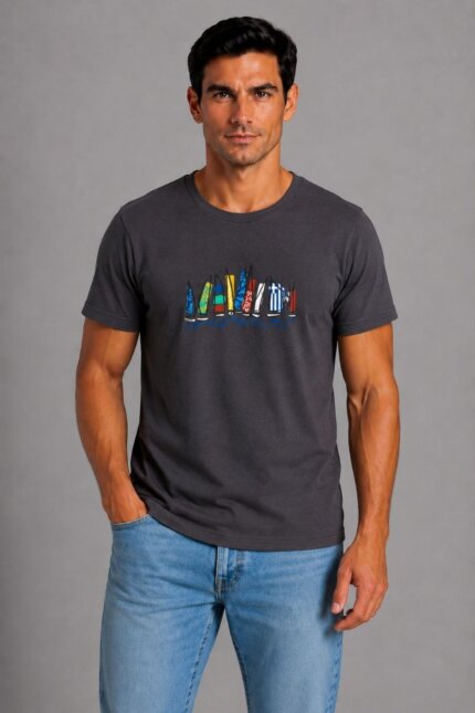 Ιστιοπλοϊκά Basic T-Shirt Ανθρακί μοντέλο