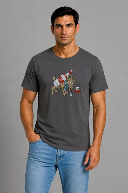 12 Ouzo Basic T-Shirt Ανθρακί μοντέλο