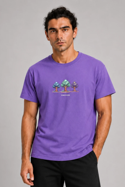 Pixel Trees Basic T-Shirt Μωβ