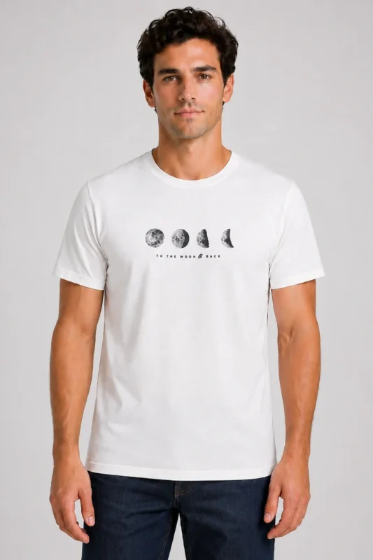 To The Moon Basic T-Shirt Λευκό