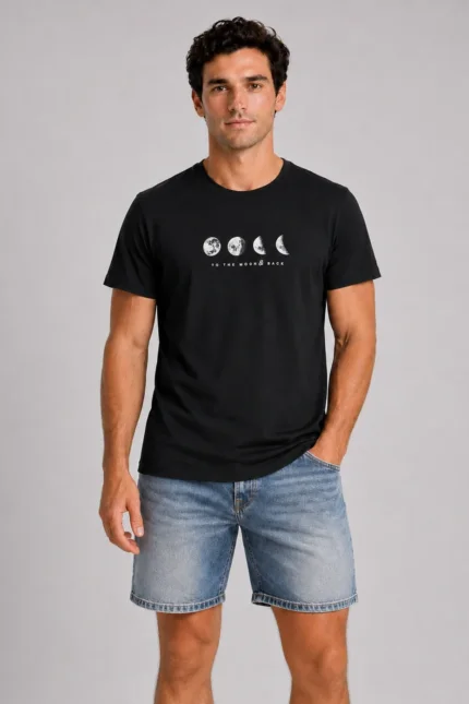 To The Moon Basic T-Shirt Μαύρο