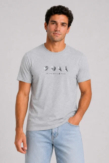 To The Moon Basic T-Shirt Γκρι Μελανζέ