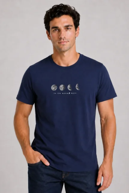 To The Moon Basic T-Shirt Μπλε