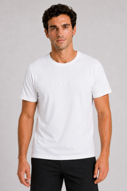 Never Mind Basic T-Shirt Λευκό