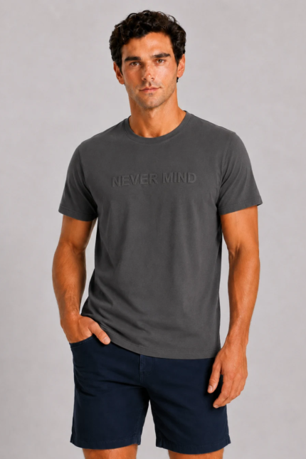 Never Mind Basic T-Shirt Μολυβί