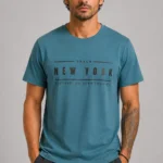 New York Basic T-Shirt Πετρόλ
