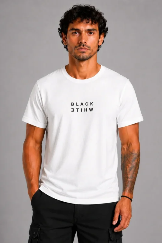 Black White Basic T-Shirt Λευκό