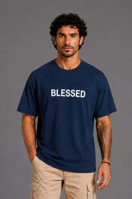 Blessed Organic T-Shirt - Navy - 01 model