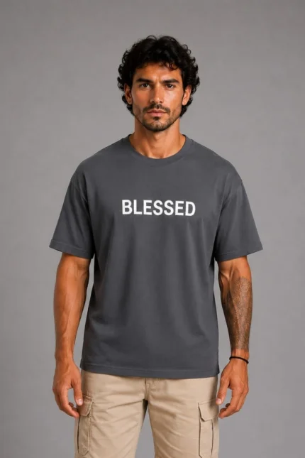 Blessed Organic T-Shirt - Ανθρακί - 01 model