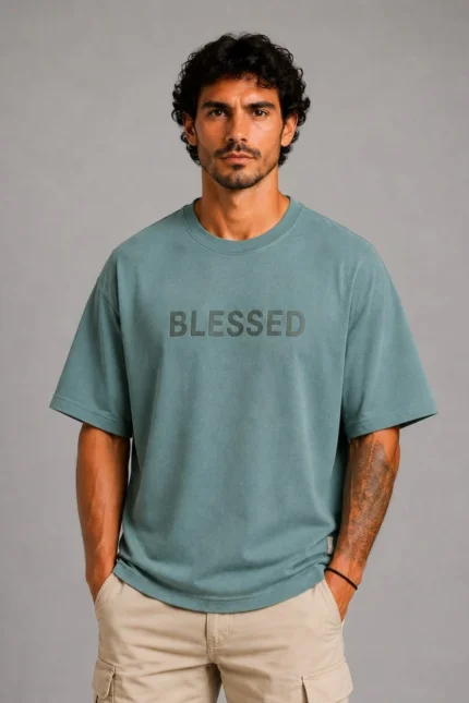 Blessed Organic T-Shirt - Πράσινο Ελιάς - 01 model