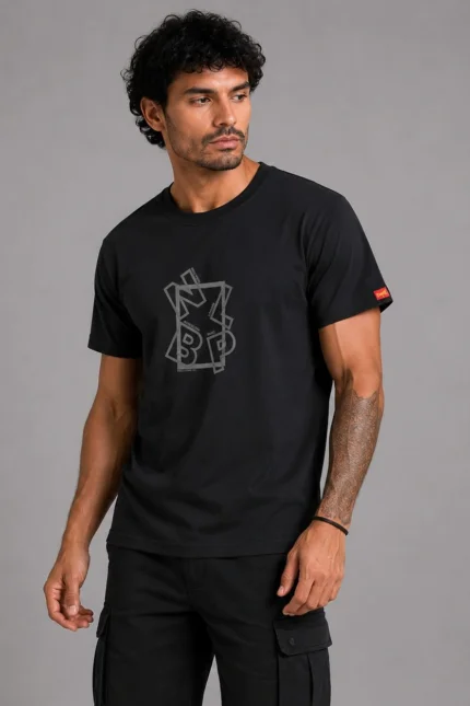 World Premium T-Shirt Μαύρο μπροστά