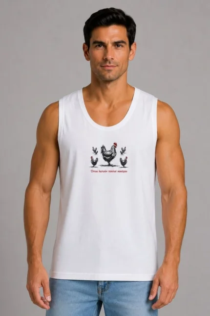 Όπου λαλούν πολλοί κόκοροι Basic T-Shirt Λευκό