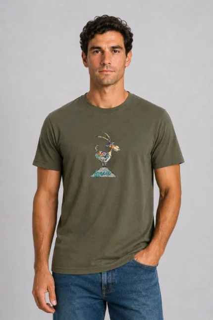 Greece Πολύχρωμος Αίγαγρος Basic T-shirt χακί άντρας