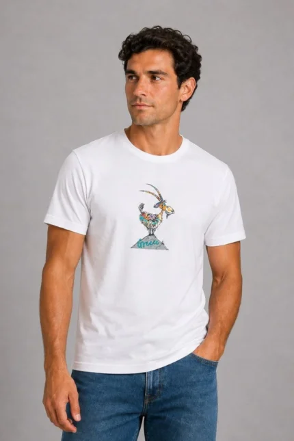 Greece Πολύχρωμος Αίγαγρος Basic T-shirt λευκό άντρας