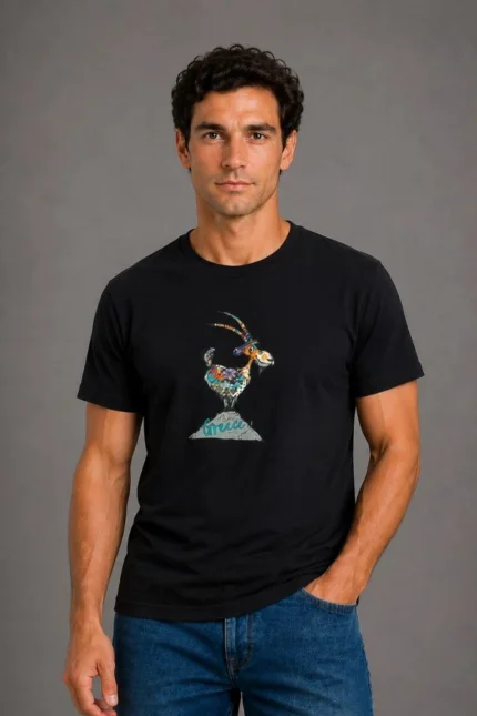 Greece Πολύχρωμος Αίγαγρος Basic T-shirt μαύρο άντρας