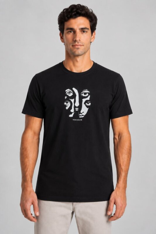 Πολλά Βλέμματα Organic T-Shirt Μαύρο μοντέλο
