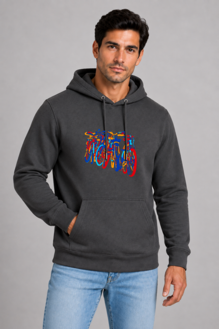EA350 Urban Bikes σε unisex hoodie Ανθρακί με μεταξοτυπία