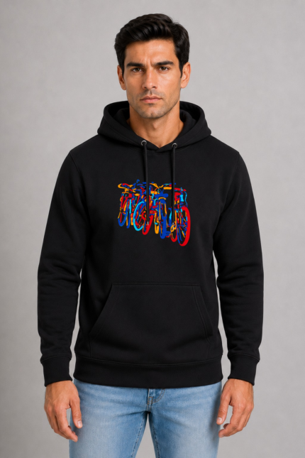 EA350 Urban Bikes σε unisex hoodie Μαύρο με μεταξοτυπία