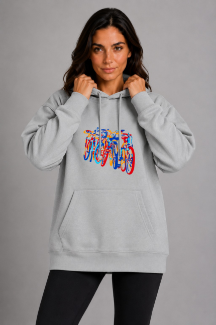 EA350 Urban Bikes σε unisex hoodie Γκρι Ανοικτό με μεταξοτυπία